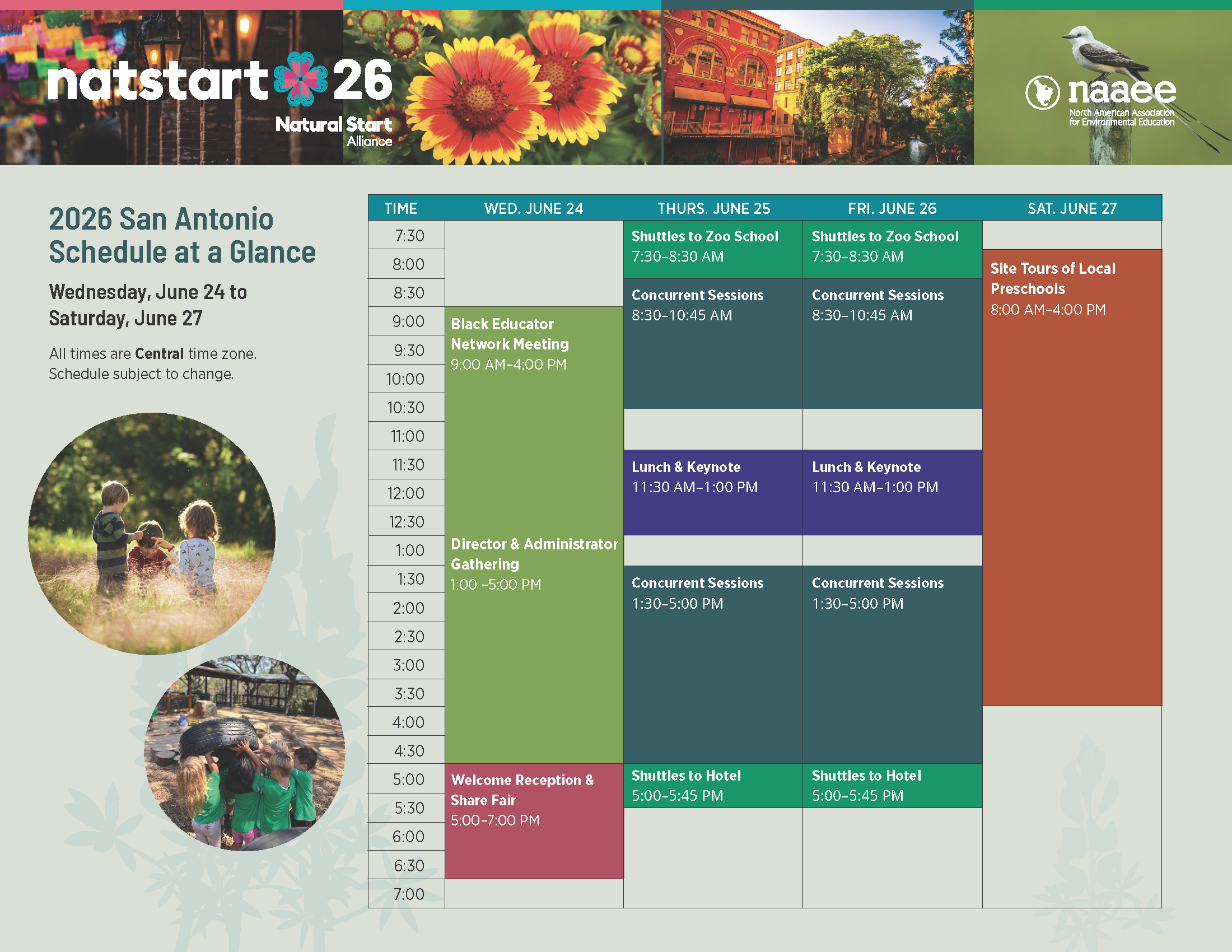 schedule at a glance for the San Antonio conference