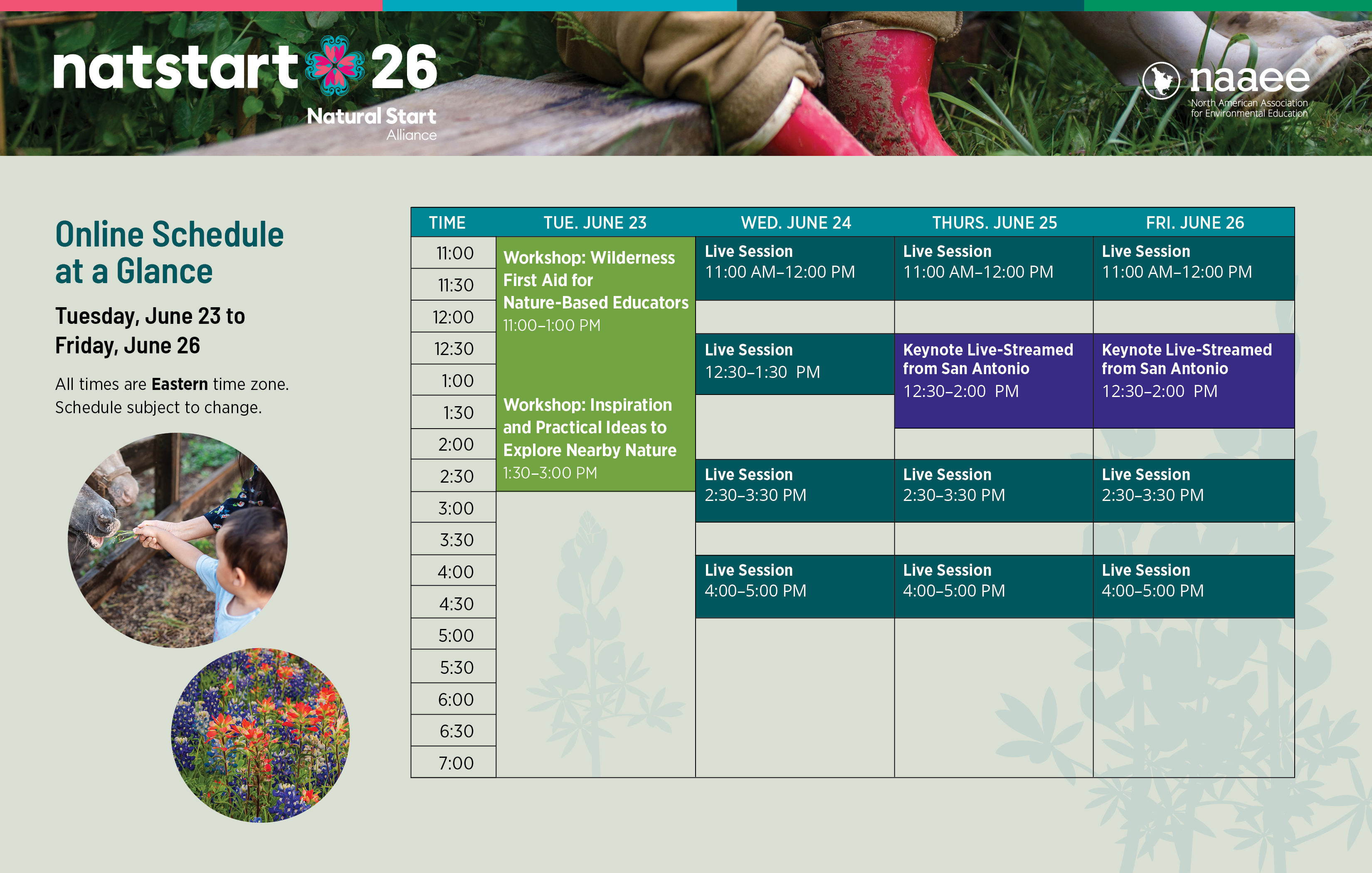 NatStart26 Online Schedule At A Glance